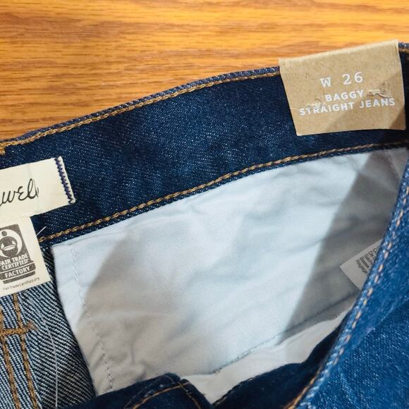 Madewell Baggy Straight Jeans  trousers in Woodham Wash: Pleated Edition 26 - Picture 8 of 14